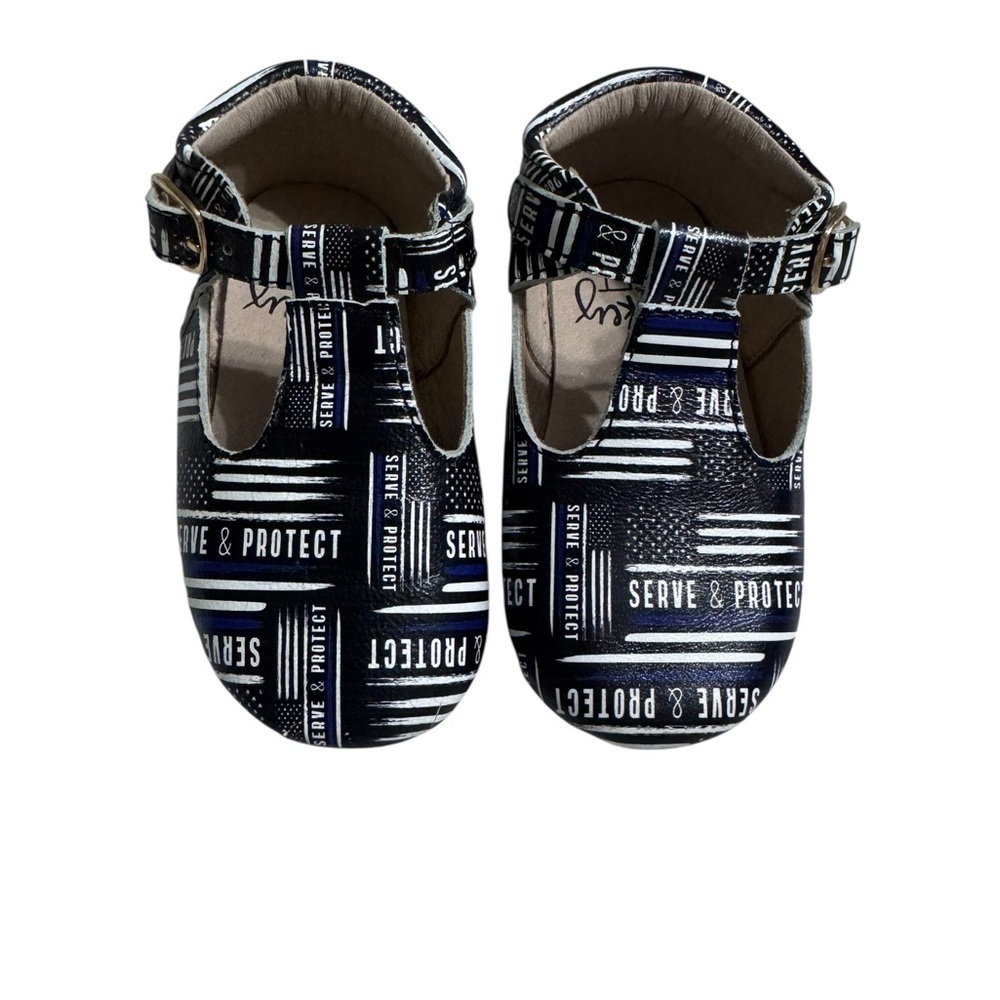 Monkey Feet Navy and White Baby Shoes